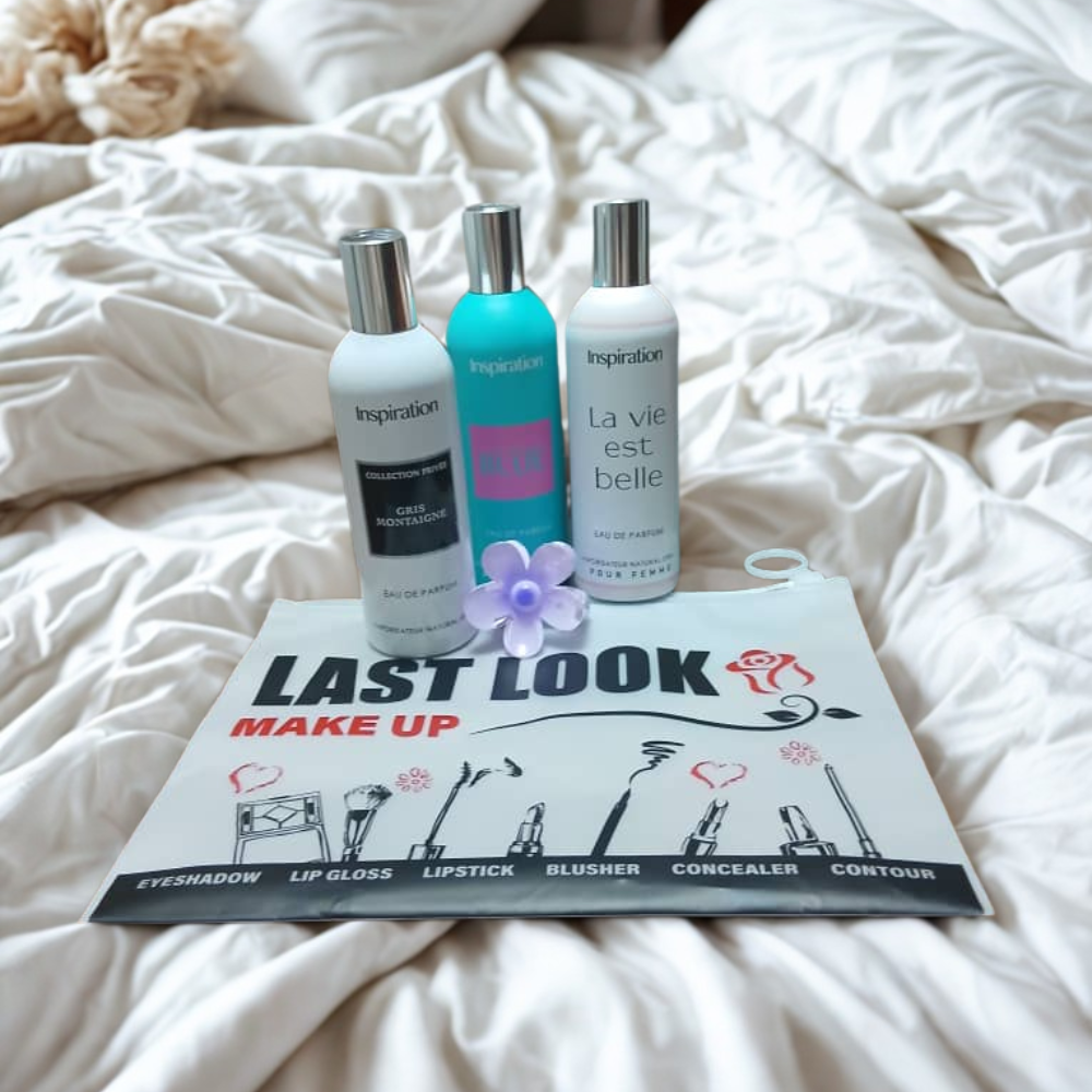 Pack 3 Parfums+ sac maquillage+ Pince girly